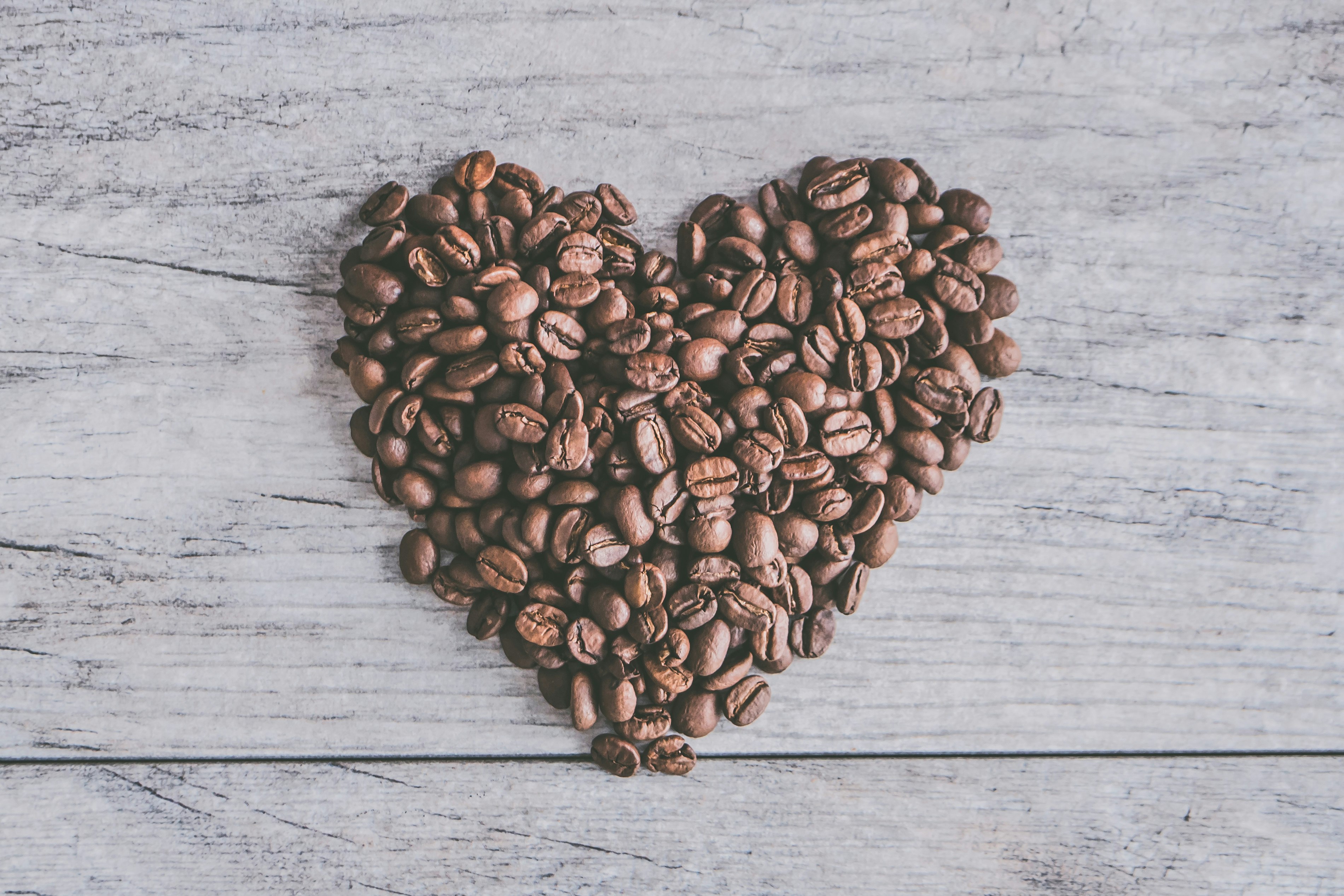 heart coffee beans